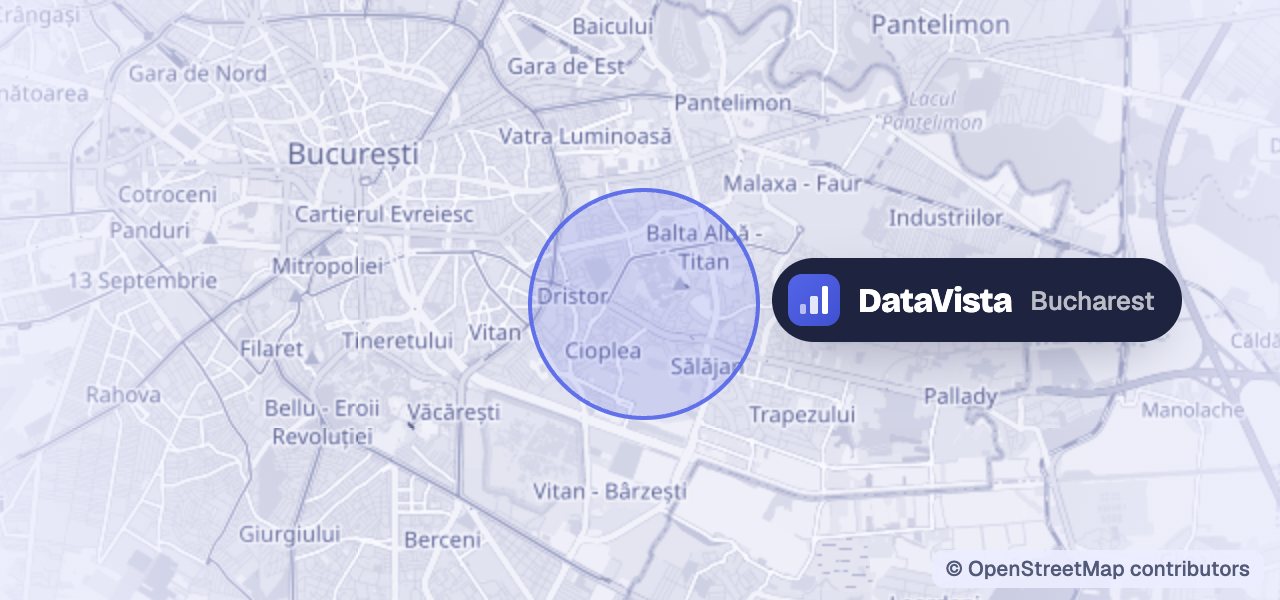 Map of Bucharest with the Sector 3 area marked, where DataVista is based